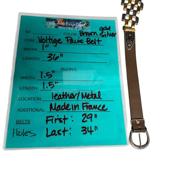 Voltige Paris Belt Cosplay Statement VTG Women's SZ 32 Brown Gold Silver Leather - Picture 13 of 13